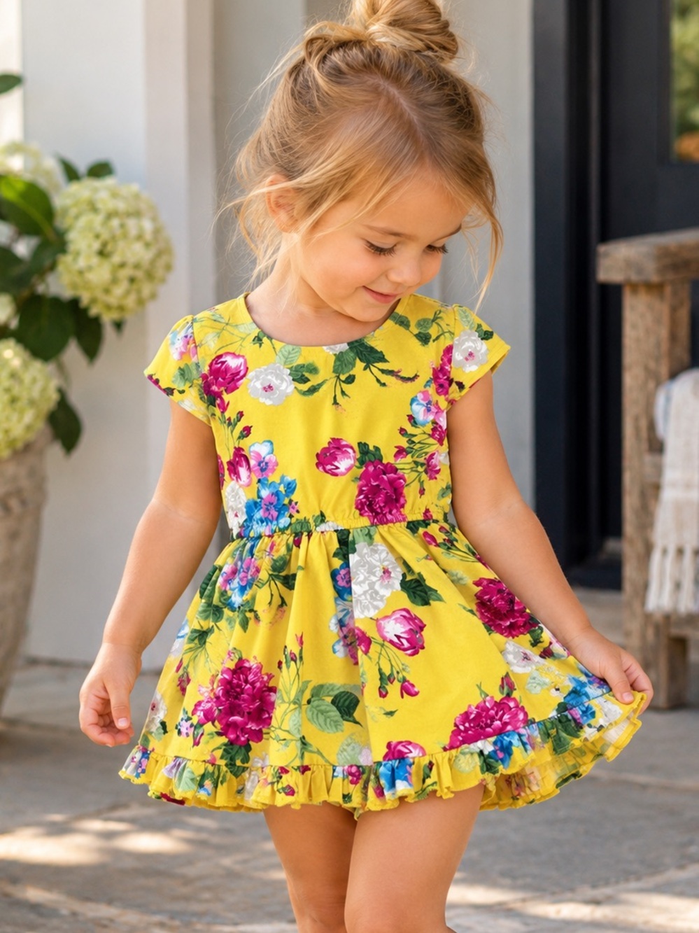 Little Minis Limited Edition Yellow Floral Twirl Dress 2T